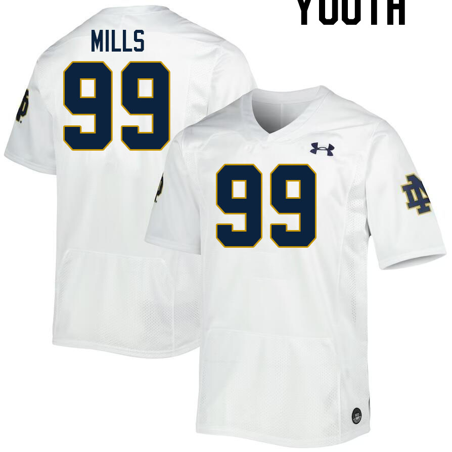 Youth #99 Rylie Mills Notre Dame Fighting Irish College Football Jerseys Stitched-White